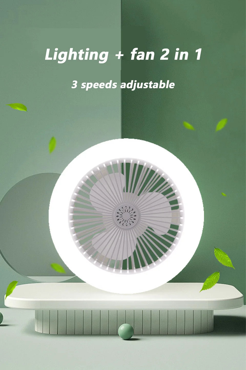 2 In 1 Energy Saving Remote Control Ceiling Fan Lamp Infinitely Dimmable E27 Base Bottom Noise Mute LED Decorative Light 85-265V - The Urban Blasts Ltd