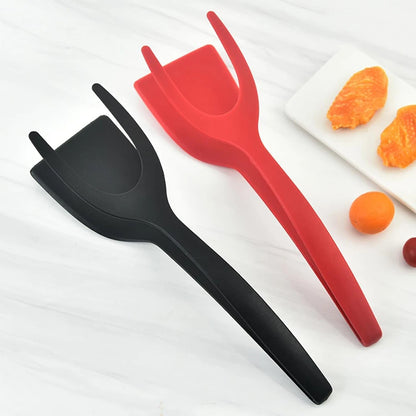 New 2 in 1 Grip Flip Spatula Tongs Egg Flipper Spatula Nylon Non Stick Coating Pancake Fish French Toast Omelet Making Tool - The Urban Blasts Ltd