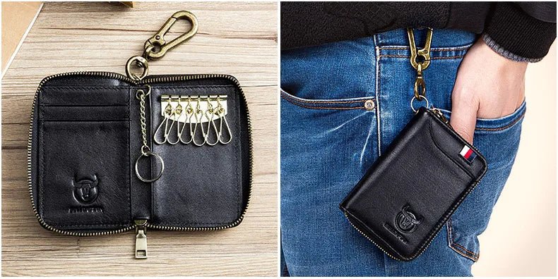 BULLCAPTAIN Genuine Leather Men's Key Card Bag High-quality Multi-function Wallet - The Urban Blasts Ltd