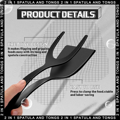 New 2 in 1 Grip Flip Spatula Tongs Egg Flipper Spatula Nylon Non Stick Coating Pancake Fish French Toast Omelet Making Tool - The Urban Blasts Ltd