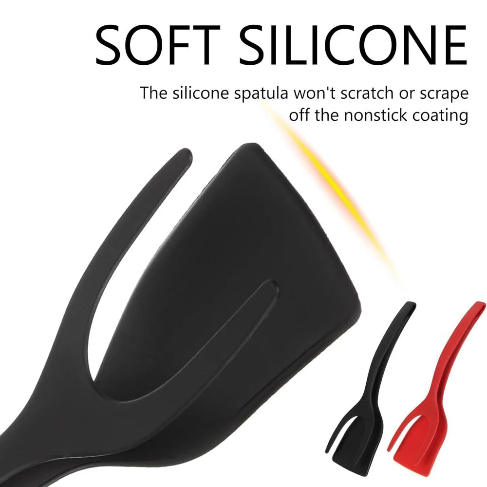 New 2 in 1 Grip Flip Spatula Tongs Egg Flipper Spatula Nylon Non Stick Coating Pancake Fish French Toast Omelet Making Tool - The Urban Blasts Ltd