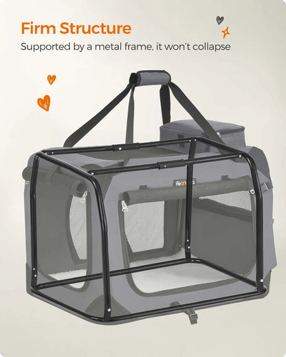 Feandrea Foldable Pet Carrier Bag, Portable Dog Travel Crate, Soft Sided Travel Carrier Large Dog Crate for Car - The Urban Blasts Ltd