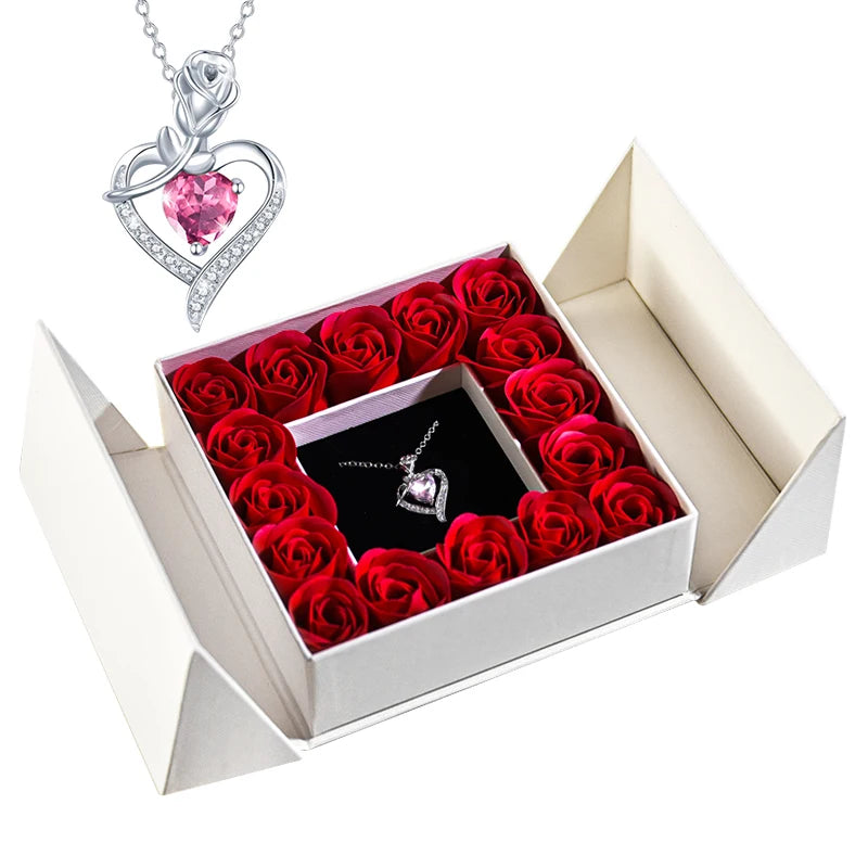 Gifts for Women Jewellery Necklace /w Soap Eternal Rose Gift Box For Valentine's and Mother's day Gifts