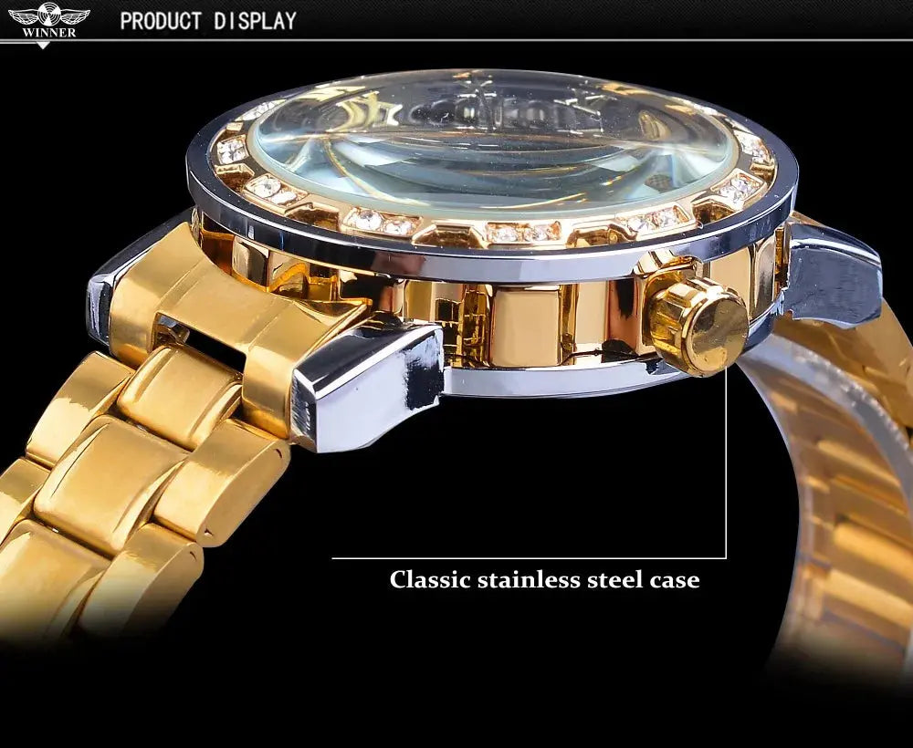 Fashion Winner Hot Top Brand Luxury Men Transparent Diamond Luminou Smovement Male Mechanical Skeleton Royal Design Wrist Watch - The Urban Blasts Ltd