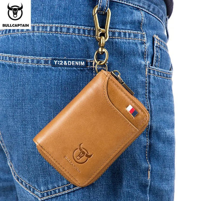 BULLCAPTAIN Genuine Leather Men's Key Card Bag High-quality Multi-function Wallet - The Urban Blasts Ltd