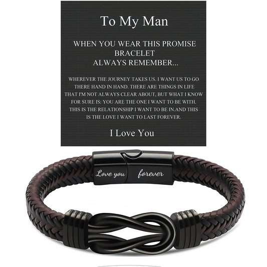 To My Man Gift Leather Bracelets for Valentine's Day Gifts