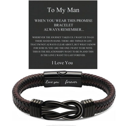 To My Man Gift Leather Bracelets for Valentine's Day Gifts