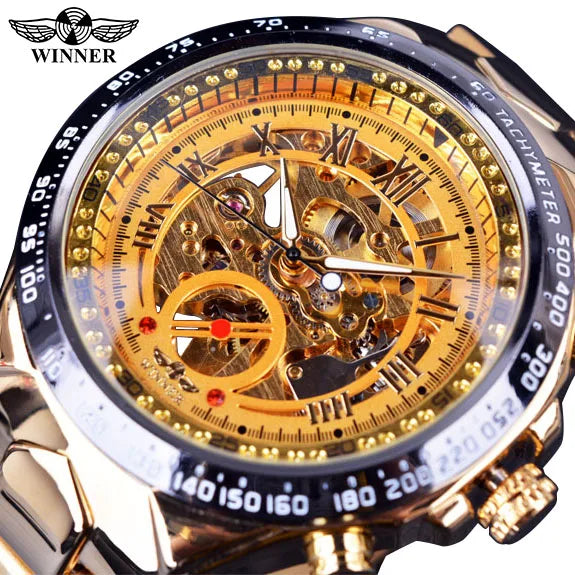 Winner Mechanical Sport Design Bezel Fashion Watch Brand Luxury Men Automatic Skeleton Watch Great for Valentine's day